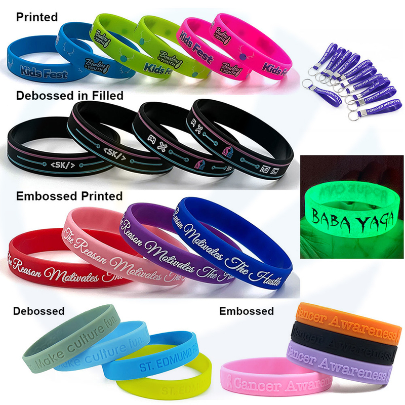 Inchiostro personalizzato iniettata Bracciatura in gomma Bracciale Logo Custom Silicone Bildband per regali promozionali e commerciali