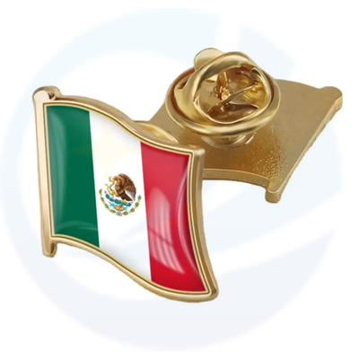 Basso MOQ all'ingrosso a bassa metallo nazionale bandiera messicana badge badge bulk country personalizzato spacce epossidica messicano.