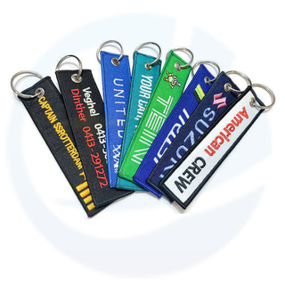 Tag keychain da ricamo in tessuto personalizzato tag di etichetta per getto personalizzate