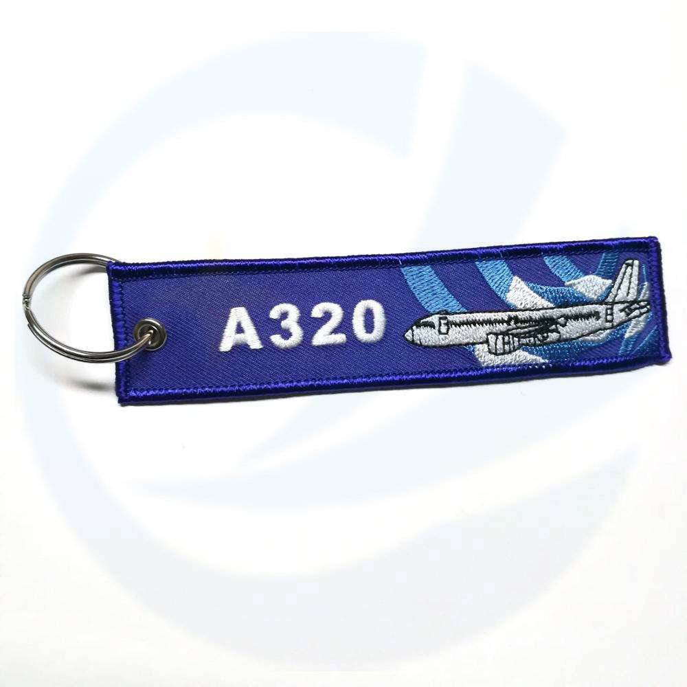 Keyring A320 Custom Airbus A320 Keychain Tast Keychain da ricamo in poliestere in poliestere