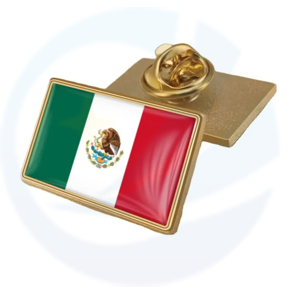 Basso MOQ all'ingrosso a bassa metallo nazionale bandiera messicana badge badge bulk country personalizzato spacce epossidica messicano.