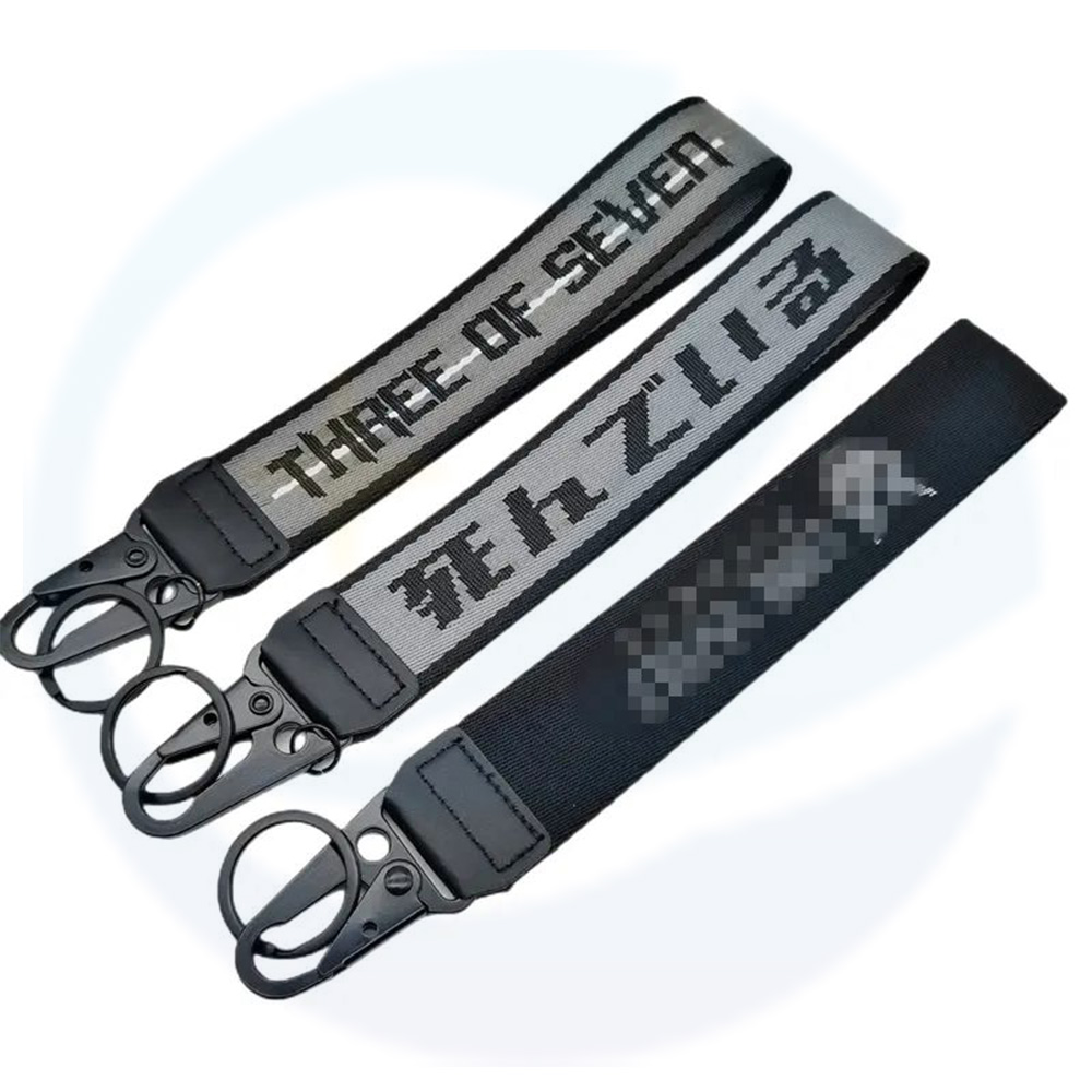 Portachiave all'ingrosso personalizzato Carabiner Jacquard Logo Tasta Tasta Tastiera Tasto Woven Cint Chiave Chiave a mano con Carabinatore