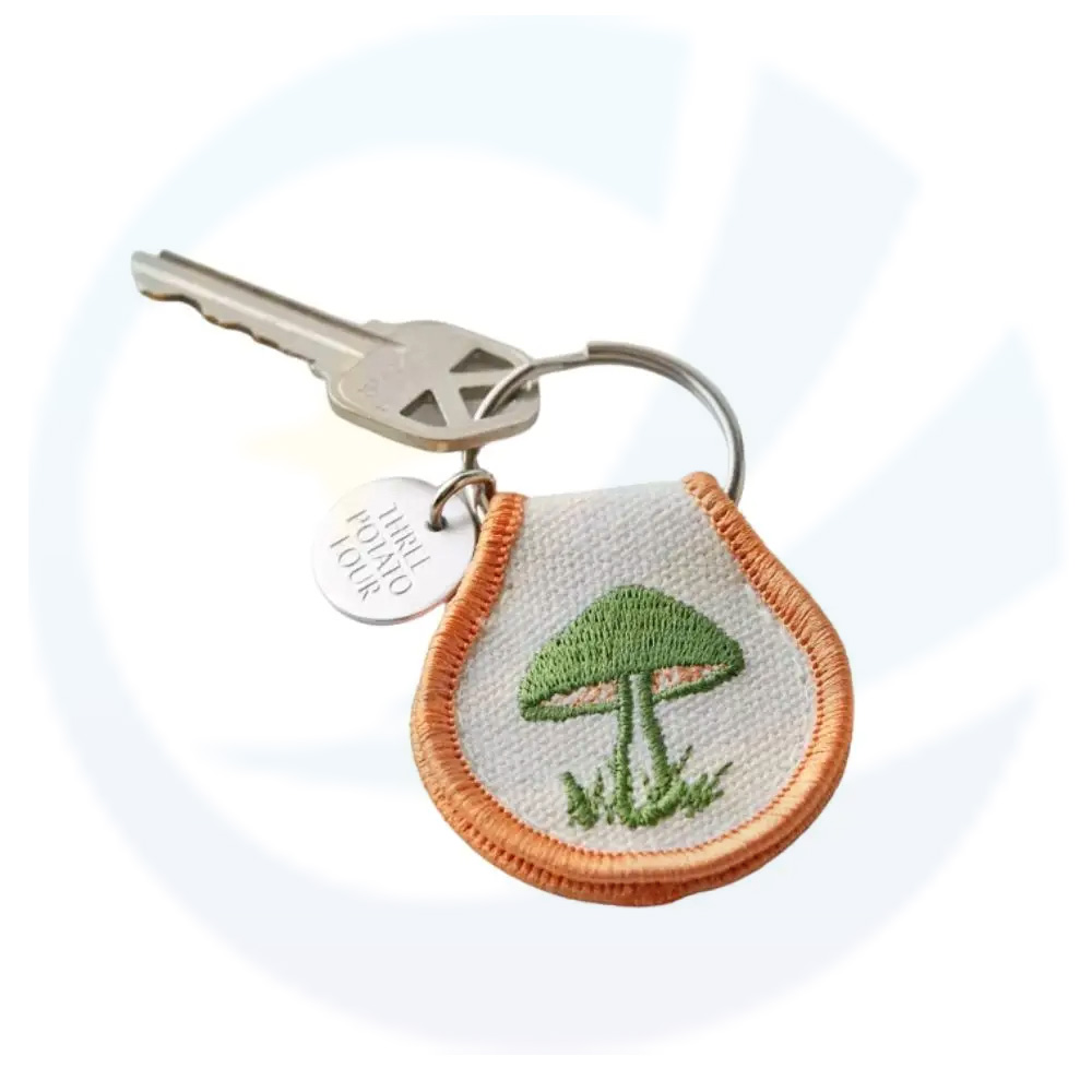Keychain patch ricamato a logo personalizzato in fabbrica OEM