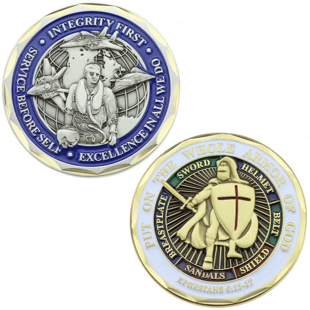 Bulk Custom Metal Zinc Lega 3D smalto 3D souvenir intero armatura di dio moneta Knight Templar Challenge Coin