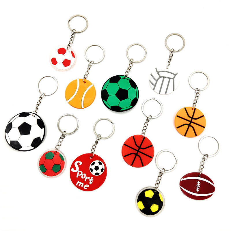 Custom Sport Rugby Rugby Baseball Soccer Key Chain Keyring 2D Silicone Soft Bubbo Basta di calcio