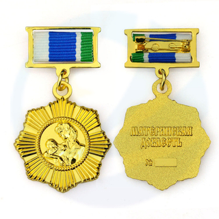 Nessuna medaglia di badge onore vuoto personalizzato con ordine minimo Medge Metal Ploted Gold Award Medal and Badges