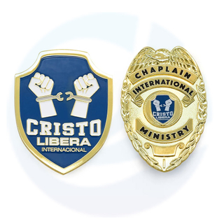 Badge Maker Custom Metal in rilievo in rilievo 3D in oro detective Detective Chaplain Cristo Libera International Ministry Badge con il tuo design