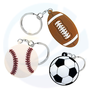 Custom Sport Rugby Rugby Baseball Soccer Key Chain Keyring 2D Silicone Soft Bubbo Basta di calcio