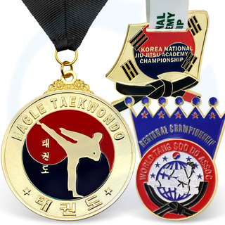 Produttore Custom 3d Gold in bronzo in bronzo in lega di zinco Medio Sport Medalla Jiu Jitsu Judo Kung Fu Karate Taekwondo Medaglia