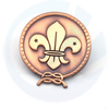 metallo di rame antico di alta qualità Lilly Pin a forma rotonda scout badge per spillo sportivo per souvenir