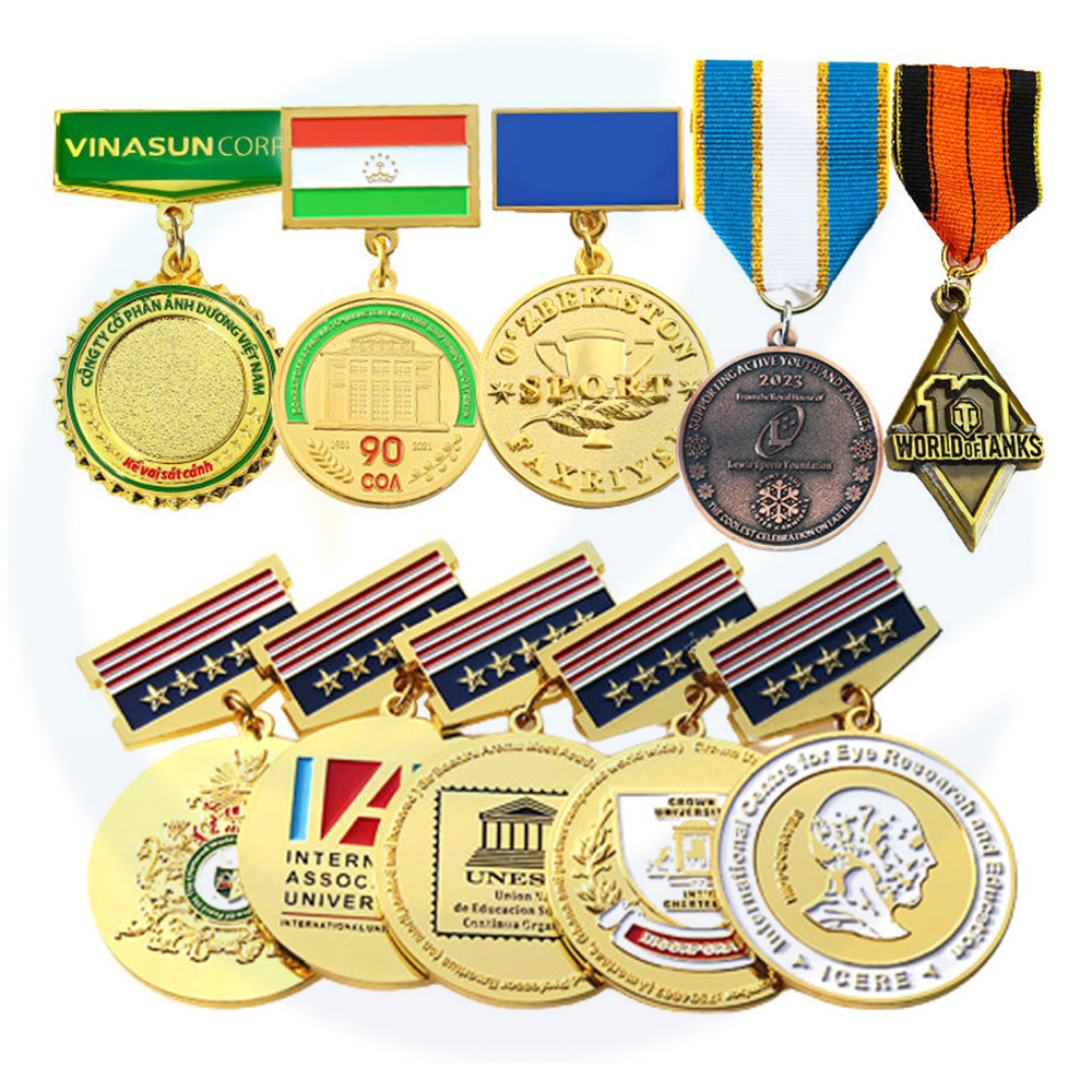 Nessuna medaglia di badge vuoto personalizzato con ordine minimo conmemorativa medaglia d'onore con velluto