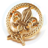 metallo di rame antico di alta qualità Lilly Pin a forma rotonda scout badge per spillo sportivo per souvenir