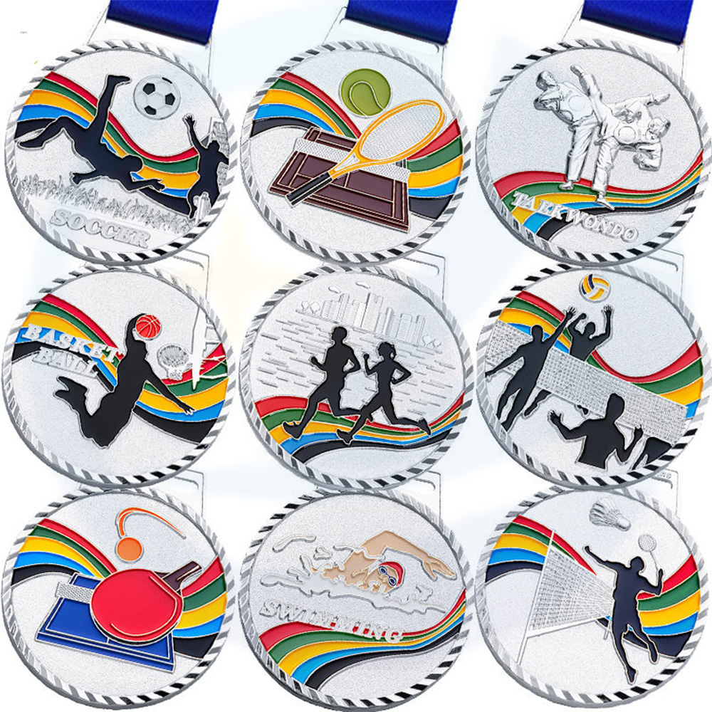 Factory produce Metal 3D Soft Enamel Sport Medals Sport Medal Football Basketball Gold Silver Award Medal