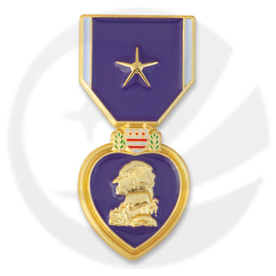 Cuore viola con spilla a stella d'oro
