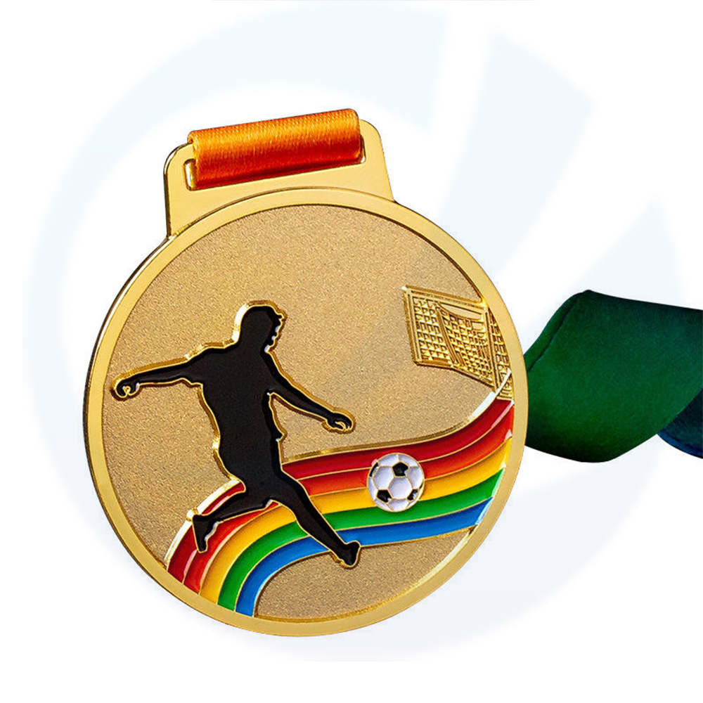 Calcio calcio medalla medaglia medaglia Medaille con medaglie sportive per ganci per cordonio nastro medaglie da calcio personalizzate