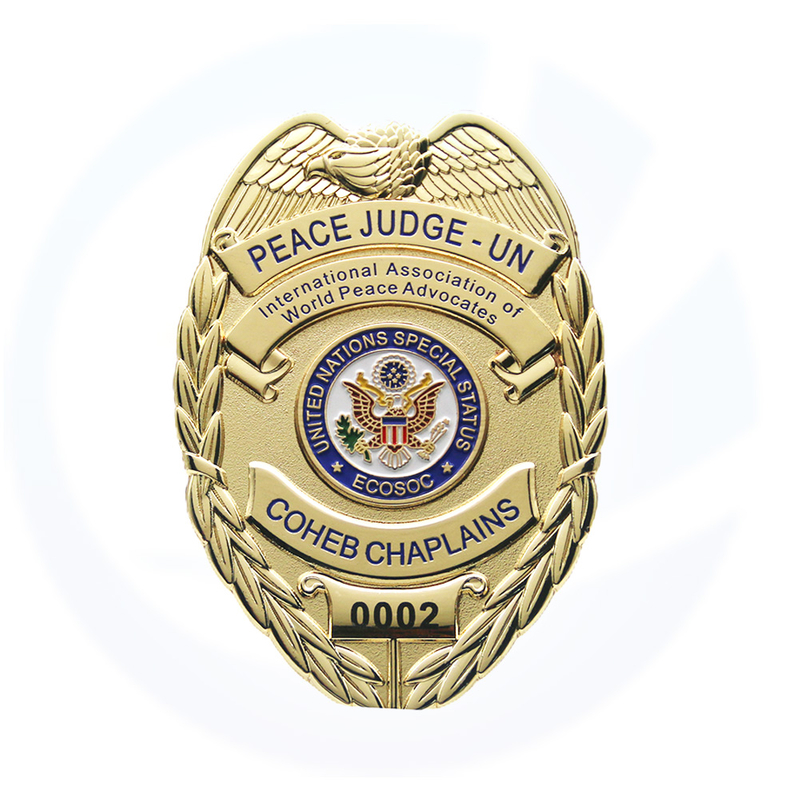 Distintivo di polizia militare di grande oro personalizzato